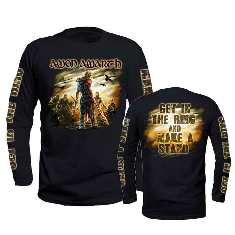 Amon Amarth T Shirt Gris Skull Band Logo Nouveau Officiel Homme Long Sleeve 